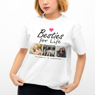 T-shirt Besties for Life Citation Hot Rose Heart Photo & N