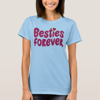 T-shirt Besties pour toujours texte rose avec symbole du c