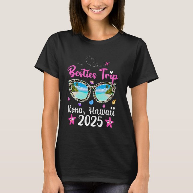 T-shirt Besties Trip 2025 Summer Sunglass Kona Hawaii Beac (Devant)