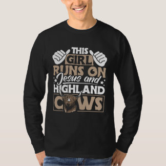 T-shirt Bétail des Highlands Cette Fille Court Sur Jésus E