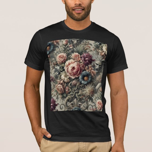 T-shirt Bête de l'Interstice – Conception florale gothique (Devant)