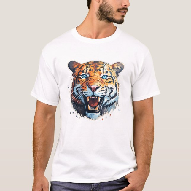 T-shirt Bête de tigre animal monde de la faune Découverte  (Devant)