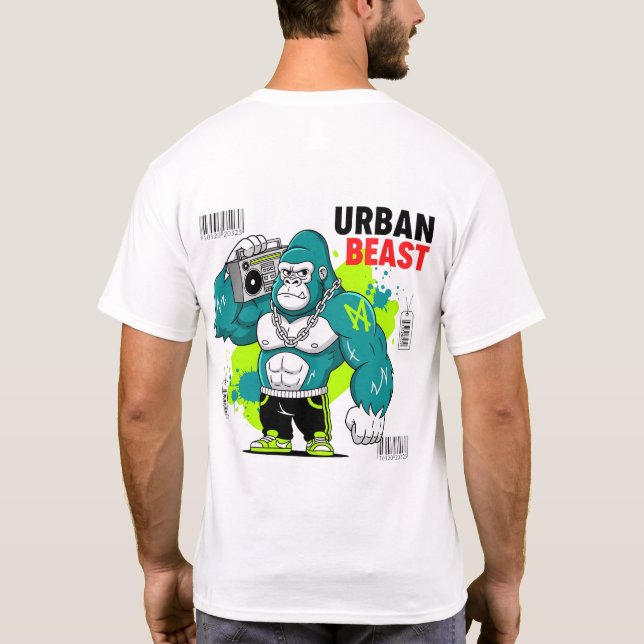 T-shirt Bête urbaine - Gorilla avec Boombox & Chaînes (Dos)