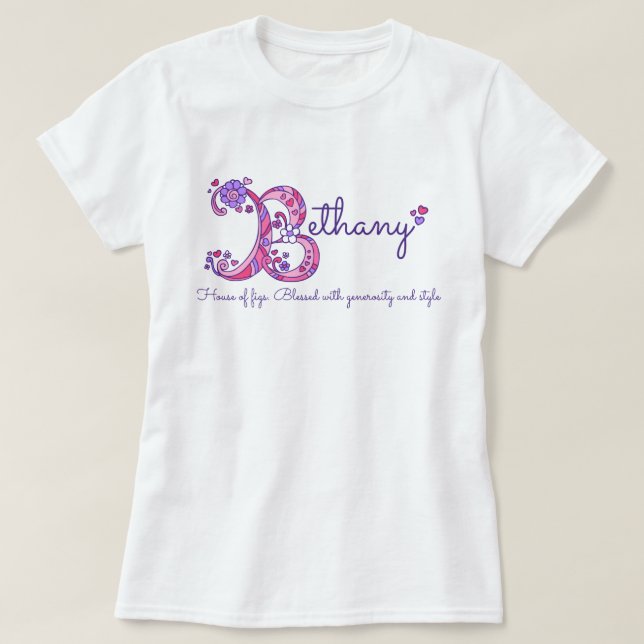 T-shirt Bethany girls B nom signifiant chemise monographiq (Design devant)