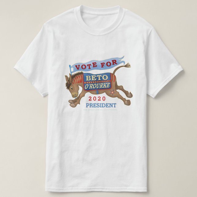 T-shirt Beto O'Rourke pour le président démocrate Donkey 2 (Design devant)