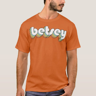 T-shirt Betsey Retro Typographie arc-en-ciel style défraîc