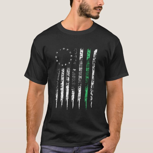 T-shirt Betsy Ross Thin Green Line Distressed Us Flag Cade (Devant)