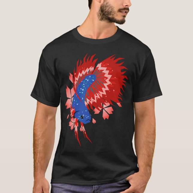 T-shirt betta crowntail avec pétales de sakura (Devant)