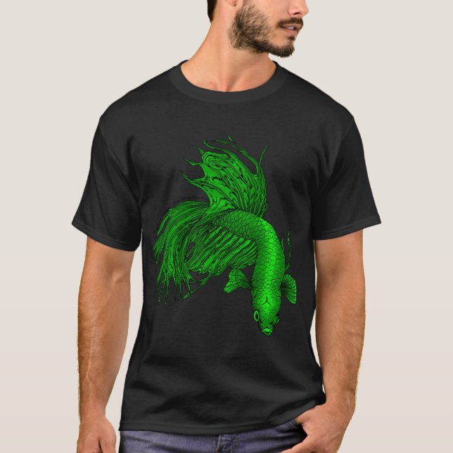 T-shirt Betta Crowntail vert (Devant)