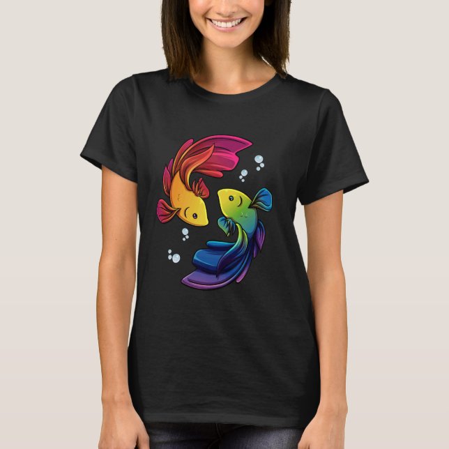 T-shirt Betta Fish Shirt Rainbow Betta Siamese Fighting Fi (Devant)