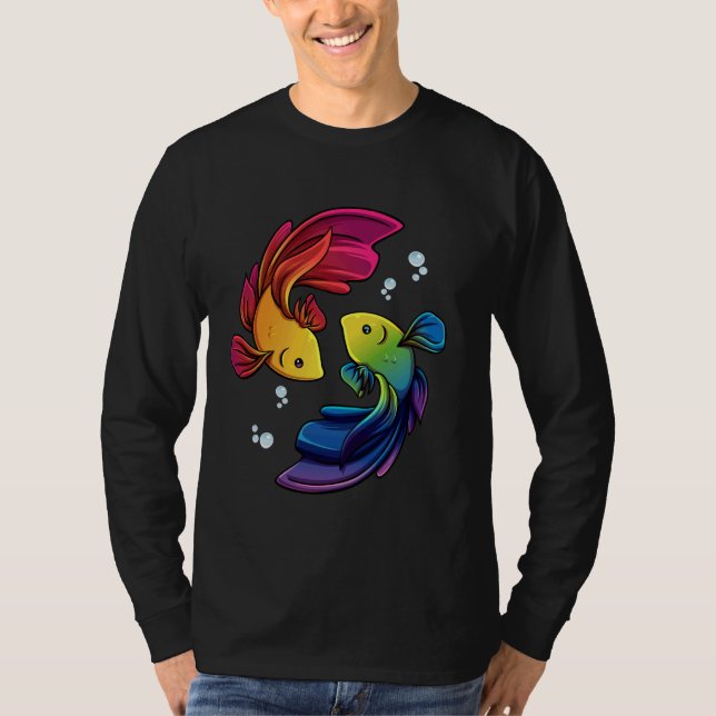 T-shirt Betta Fish Shirt Rainbow Betta Siamese Fighting Fi (Devant)
