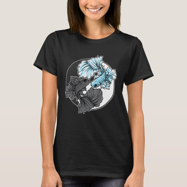 T-shirt Betta Fish Yin Yang Aquarium Aquarist Fish Tank Ko (Devant)
