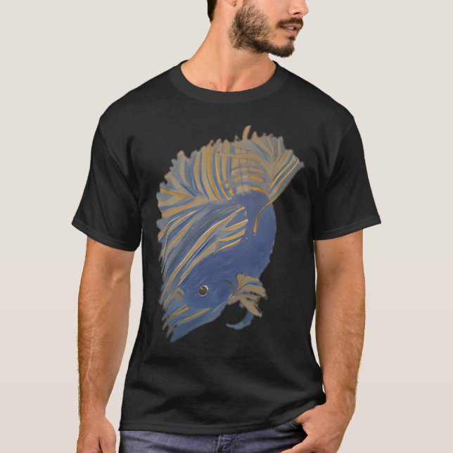 T-shirt Betta jaune moutarde et bleu commun (Devant)
