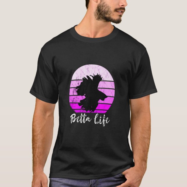 T-shirt Betta Life Siamese Combattre Poisson Retro Sunset  (Devant)