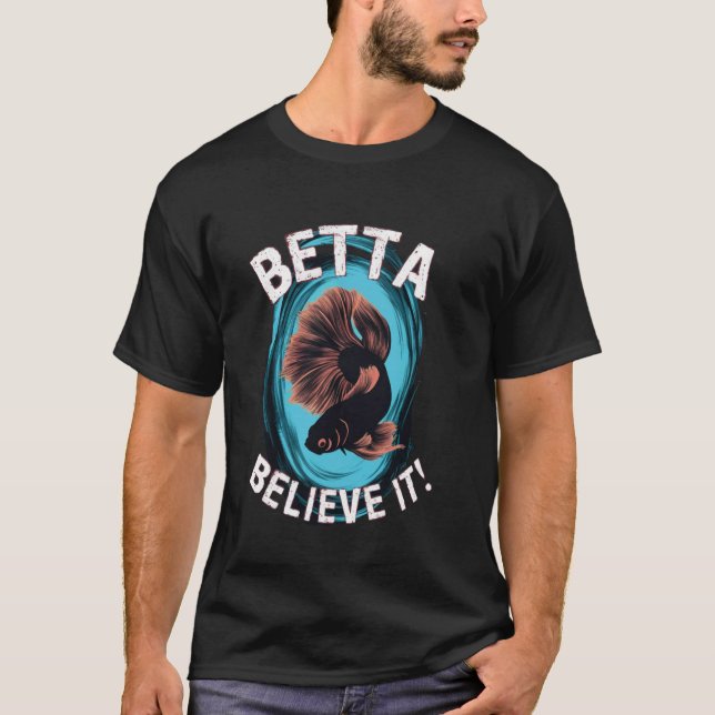 T-shirt Betta noir croit que son poisson combattant splend (Devant)