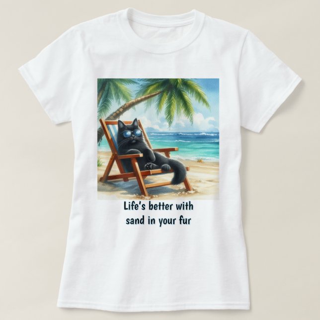 T-shirt Better Life at The Beach Amoureux de les chats (Design devant)