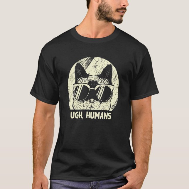 T-shirt Beurk Humains Chat Introverti Chaton Chat Antisoci (Devant)