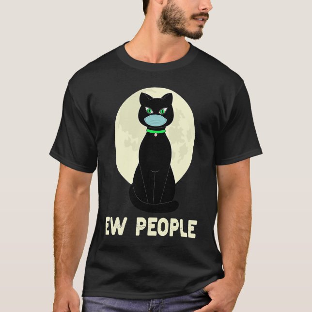 T-shirt Beurk les gens  Chat noir avec Moo (Devant)