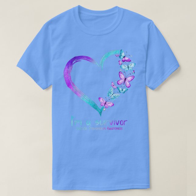 T-shirt Beurre Coeur Je Suis Survivant Suicide Prévention  (Design devant)