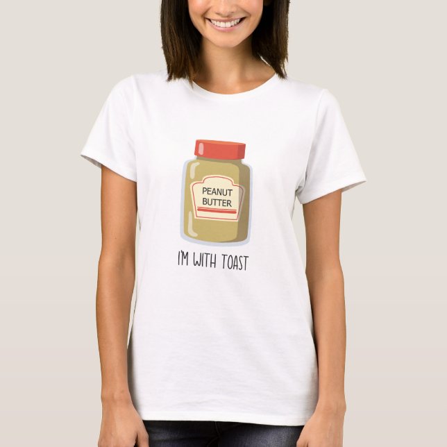 T-shirt Beurre d'arachide Je suis avec toast drôle couple  (Devant)