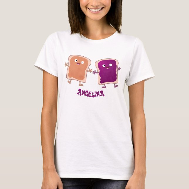 T-shirt Beurre d'arachide mignonne et caricature sandwich  (Devant)