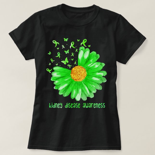 T-shirt Beurre de marguerite vert Ribbon Kidney (Design devant)