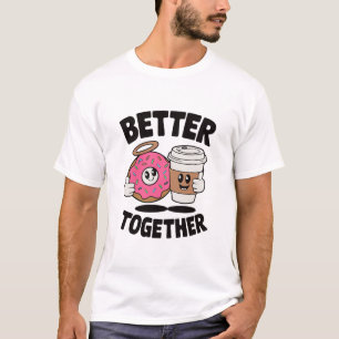 T-shirt Beurre Ensemble - Fun Donut & Coffee Cartoon T-Shi