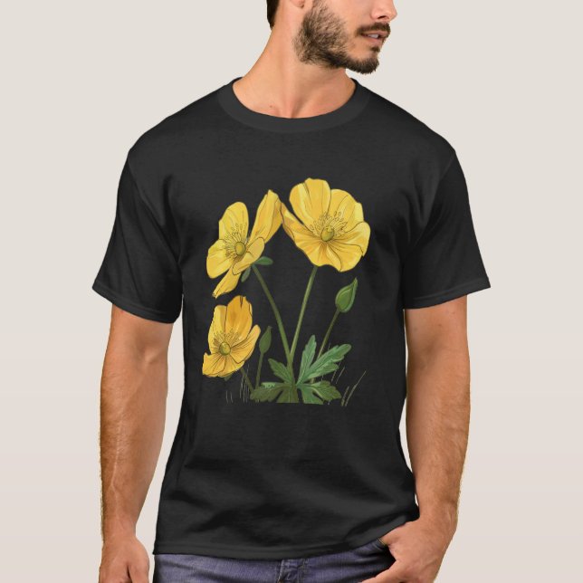 T-shirt Beurre jaune pour joli Dandelion et Daisy Fl (Devant)