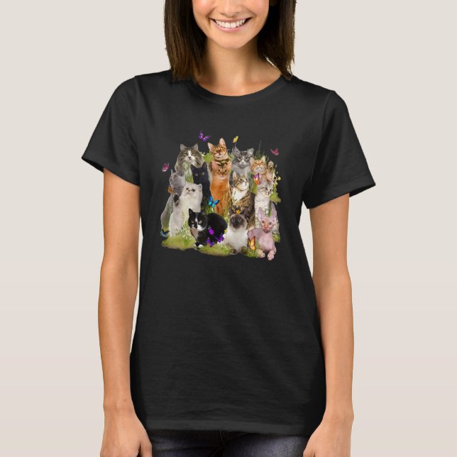T-shirt Beurre mignon Kitten Fleur Volant Chat Chat Maman  (Devant)