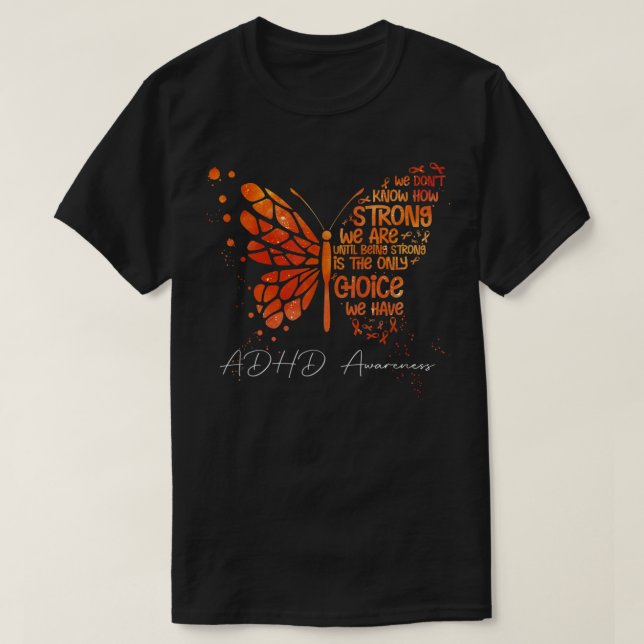 T-shirt Beurre orange ruban TDAH sensibilisation (Design devant)