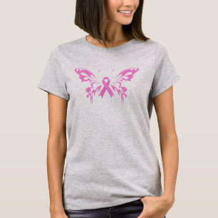 T-shirt Beurre-papillon rose Cancer du sein  Chemise