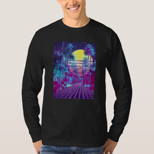 T-shirt Beverly Hill Rétrowave Split Sunset Boulevard Cars (Devant)