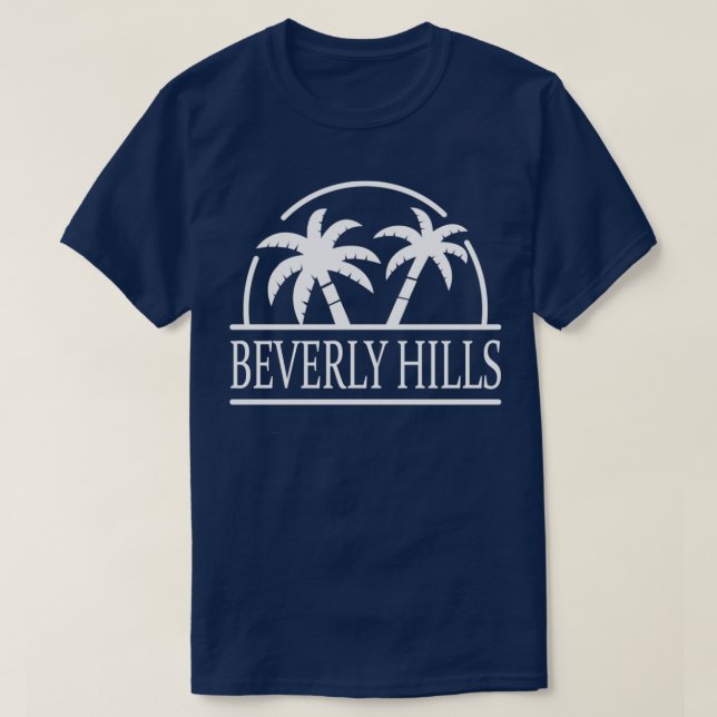 T-shirt Beverly Hills California Palm Trees Graphic (Design devant)