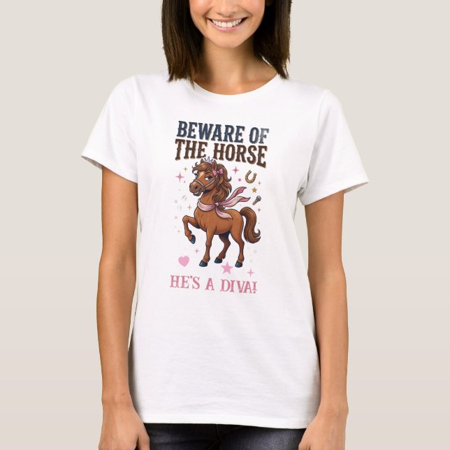 T-shirt Beware of the Horse funny rider barn life humor  (Devant)
