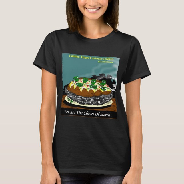 T-shirt Beware the Chives of Starch – Funny Foodie Cartoon (Devant)