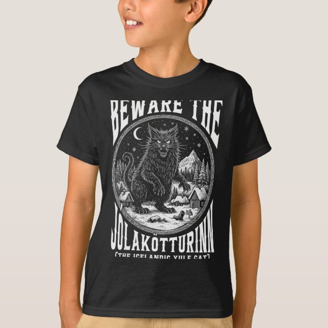 T-shirt Beware The Jolakotturinn Yule Cat Icelandic Christ (Devant)