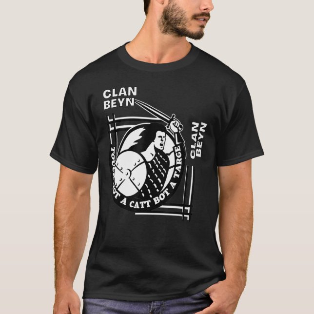 T-shirt Beyn Clan Gaelic Motto Swordsman (Devant)
