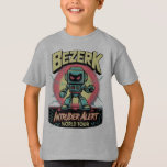 T-shirt Bezerk Intruder Alert World Tour Retro Arcade<br><div class="desc">Vibrant retro-style illustration featuring a fierce pixelated robot from a classic 1980s arcade game parody, with "BEZERK" at the top and "INTRUDER ALERT WORLD TOUR" below. This bold, neon-colored design captures the essence of vintage Berzerk-inspired gaming culture, complete with lightning effects and an aggressive robot pose – perfect for fans...</div>