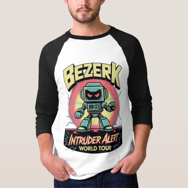 T-shirt Bezerk Intruder Alert World Tour Retro Arcade  (Devant)