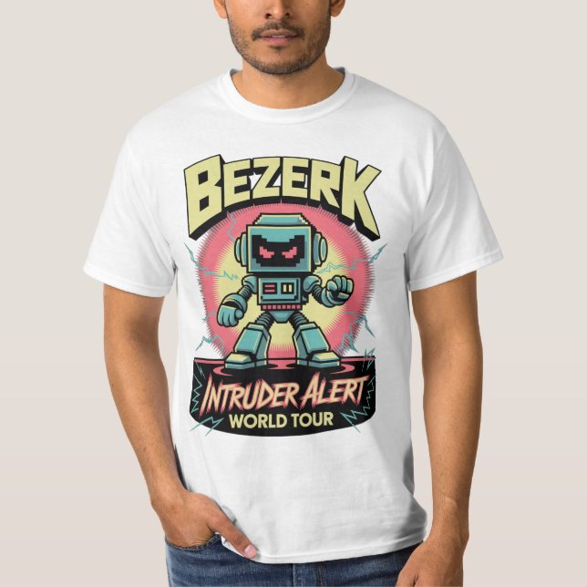 T-shirt Bezerk Intruder Alert World Tour Retro Arcade  (Devant)