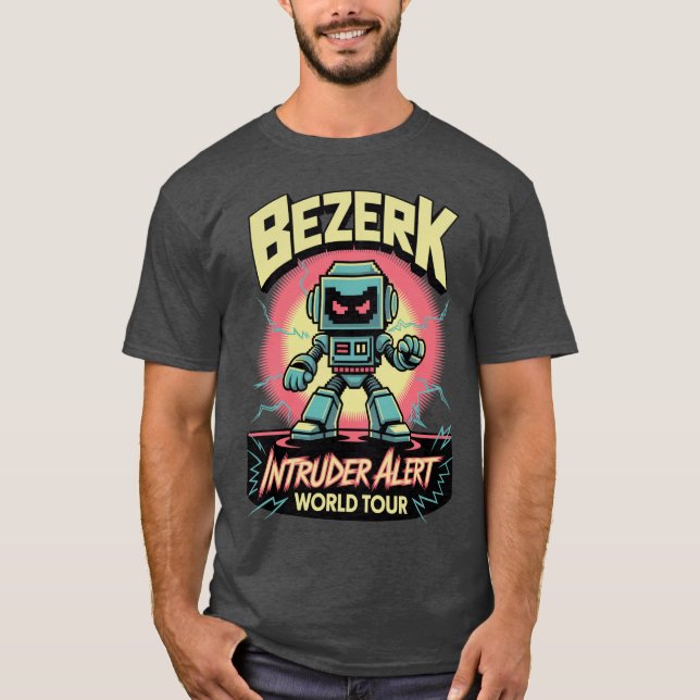 T-shirt Bezerk Intruder Alert World Tour Retro Arcade  (Devant)