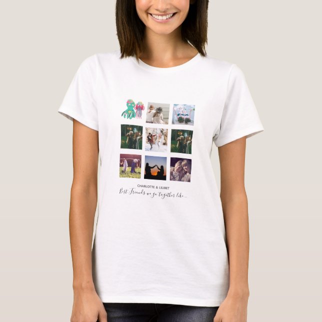 T-shirt BFF Photo Collage Jellyfish Octopus Cadeau personn (Devant)