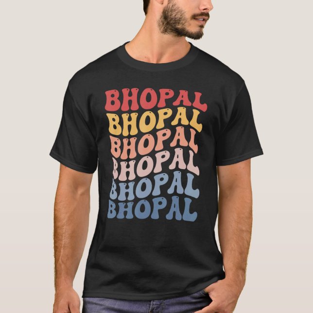 T-shirt Bhopal City Groovy Retro (Devant)