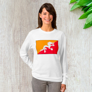 T-shirt Bhoutan Drapeau design avec Dragon Blanc
