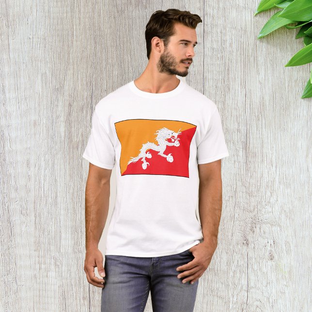 T-shirt Bhoutan Drapeau design avec Dragon Blanc (Créateur téléchargé)