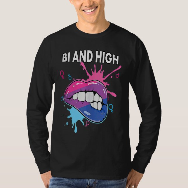 T-shirt Bi And High Bisexual Rainbow Pride March Bisexuali (Devant)