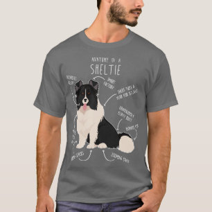 T-shirt Bi Black Sheltie Shetland Sheepdog Anatomie