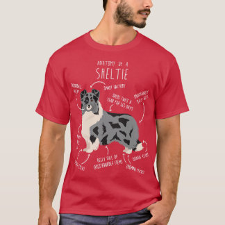 T-shirt Bi Blue Sheltie Shetland Sheepdog Anatomie