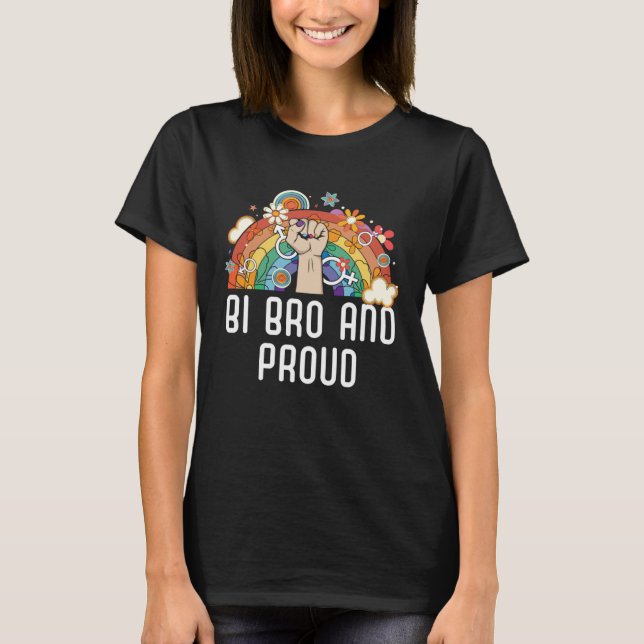 T-shirt Bi Bro And Proud Bisexual Rainbow Pride Bisexualit (Devant)