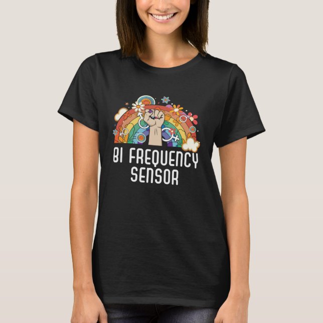 T-shirt Bi Frequency Sensor Bisexual Rainbow Pride Bisexua (Devant)